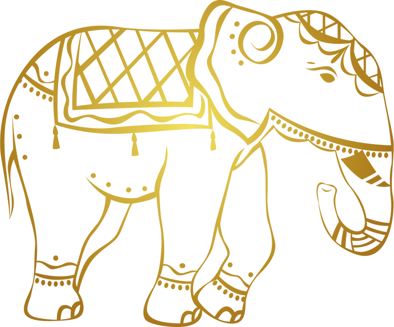 Golden Elephant Line Art 